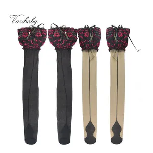 Чулки Женские Varsbaby, широкие, с цветочным кружевом, ультратонкие, силиконовые, противоскользящие