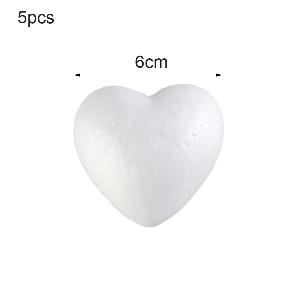 6cm-5pcs 6/8. 5/10/15 см сердце пены прессформы белые шары для поделок из пенопласта моделирование Свадебный декор DIY игрушки вечерние украшения - Цвет: 6cm-5pcs