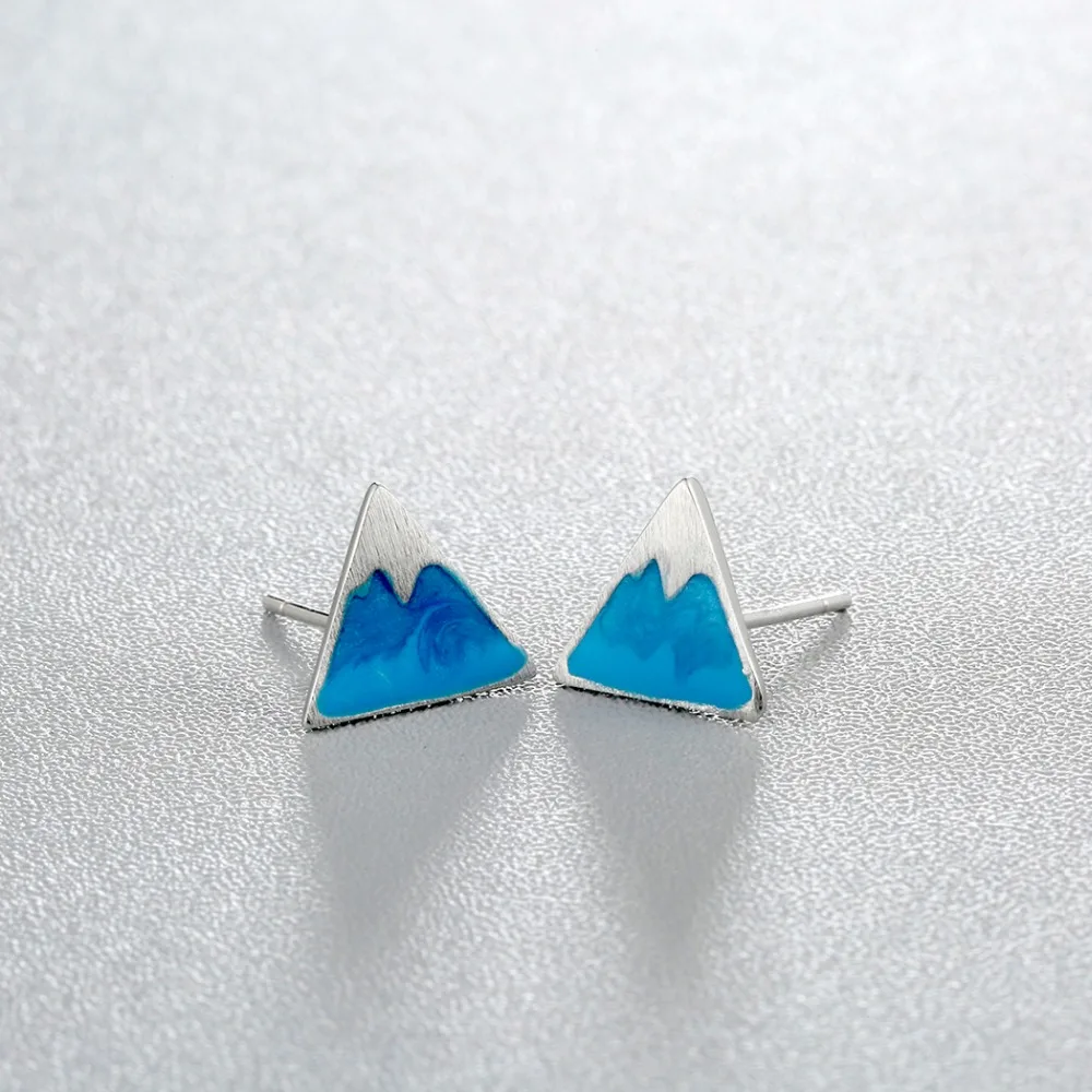 Винтажные сине-белые фарфоровые серьги-гвоздики Chereda для женщин треугольные