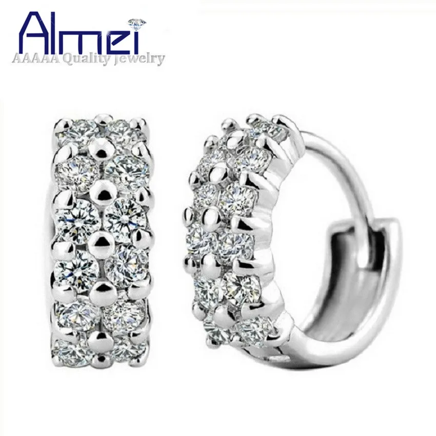 Almei распродажа свадебные серьги-гвоздики серебряного цвета для женщин ювелирные