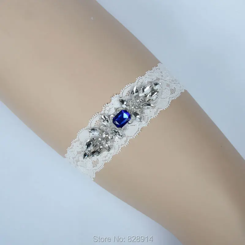 

Luxury Crystal Applique Lace Wedding Garter Bride Leg Garter Belt Handmade HY061