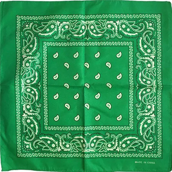 Green bandana Унисекс хип хоп черная бандана модный головной убор, резинка для волос шейный шарф повязка на запястье квадратные шарфы принт платок высокого качества - Цвет: Green bandana