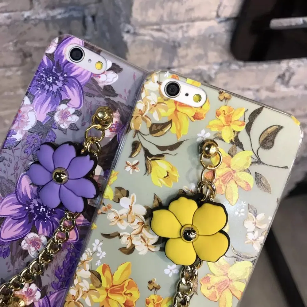 Новое поступление! мода Окрашенные цветок цепи Мягкие TPU + PC телефон задняя крышка