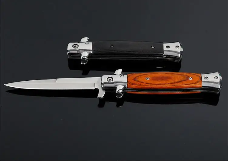 ToughKeng Stiletto фиксированный тактический складной карманный нож 5Cr13 стальной эбеновый нож, палисандр с ручкой