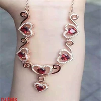 kjjeaxcmy boutique jewels 925 pure silver inlaid with gold jewelry natural garnet heart type pendant jewelry necklace