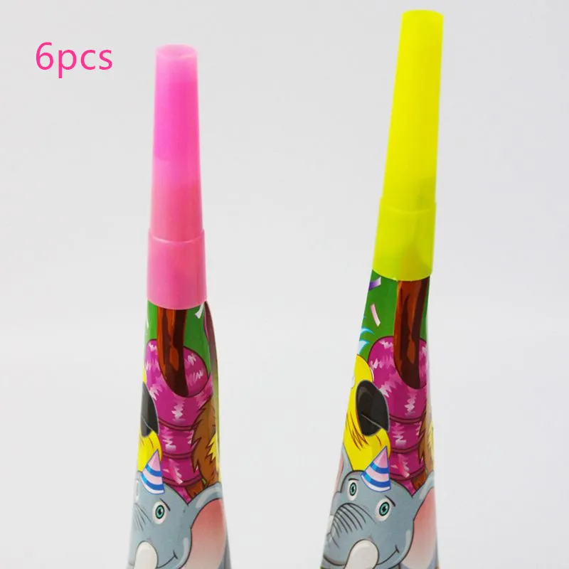 Horn 6pcs Джунгли день рождения одноразовая посуда набор джунглей животных бумажные тарелки/чашки/салфетки/вилки Детские принадлежности для душа сафари Декор - Цвет: Horn 6pcs