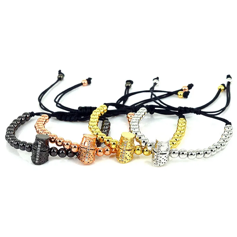 Anil Arjandas Мужские браслеты 24K Золото Микро Пейв CZ Бусины Оберег Спартанский Шлем для Женщин Пульсерас Мужер он.