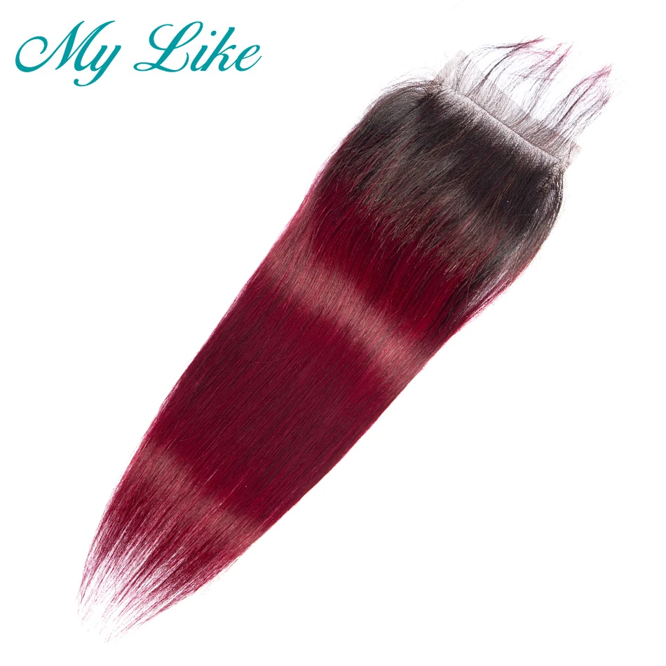 My Like Ombre 2 тона 1b/99j Бургундия Кружева Закрытие бразильские прямые не Реми