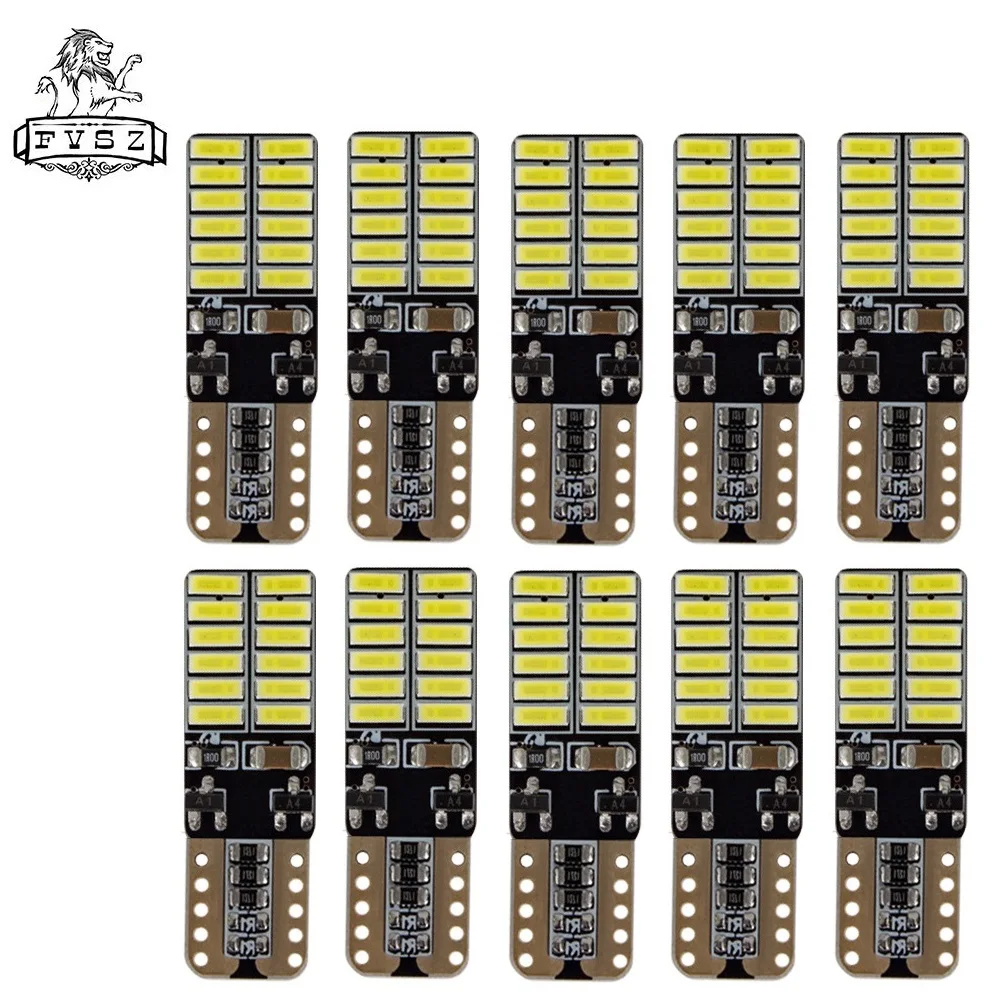 10 шт. T10 светодиодный автомобильный светильник от Canbus W5W 4014 24-SMD 8W 6000K Светильник-излучающий диоды независимая лампа Excelente producto