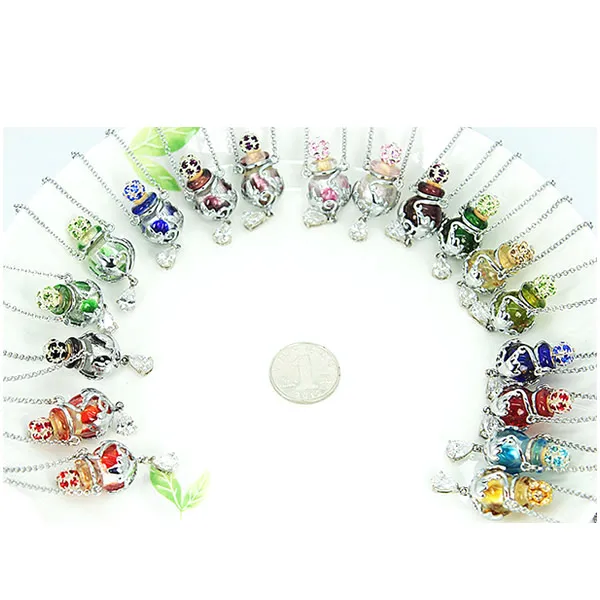 Ожерелье с подвеской в виде эфирных масел и стеклянной бутылки для ароматерапии