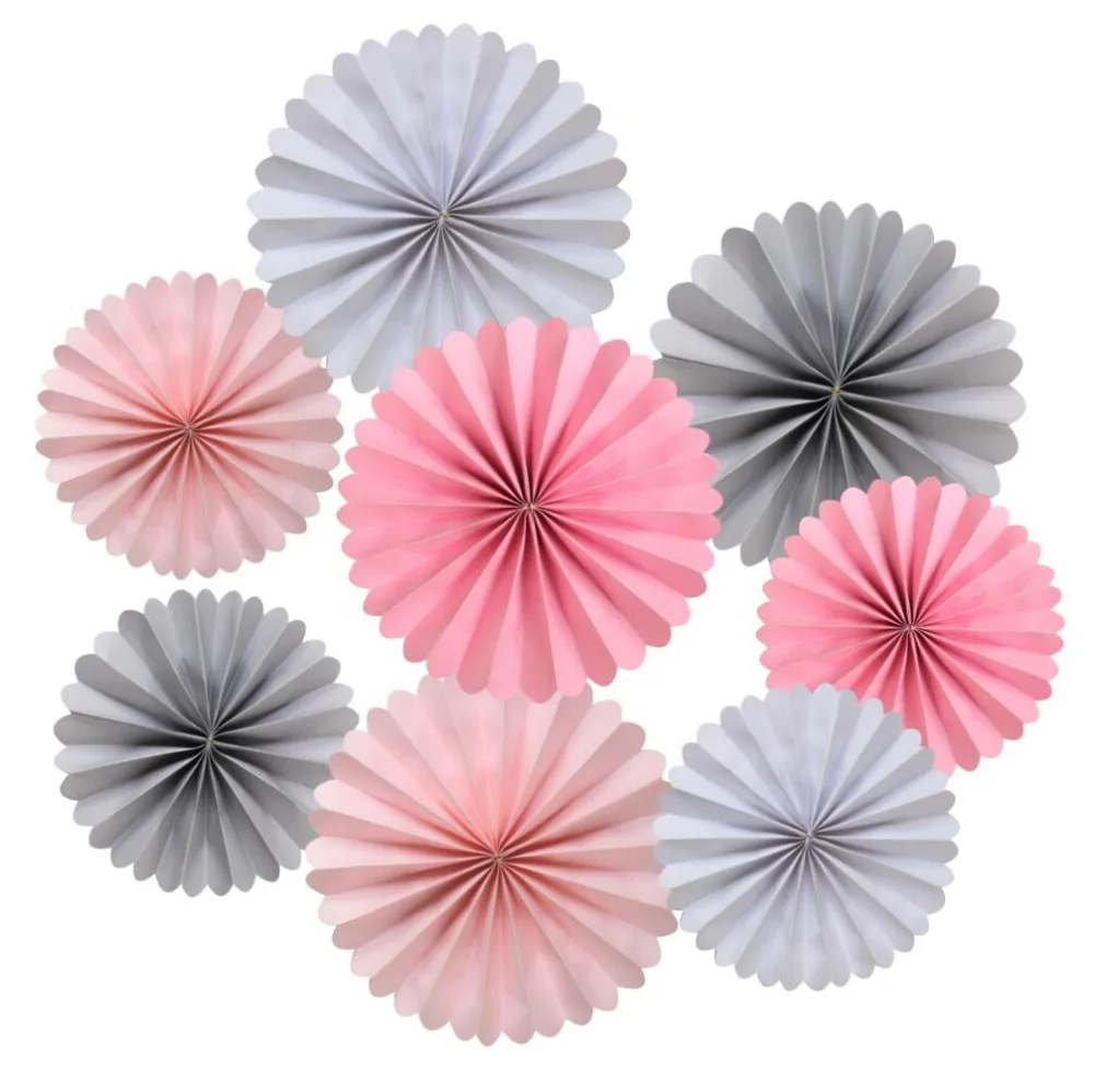 8 шт. розовый белый светло серый Pinwheel Baby Girl Shower Backdrop Princess Party Paper Rosette дюймов|pink