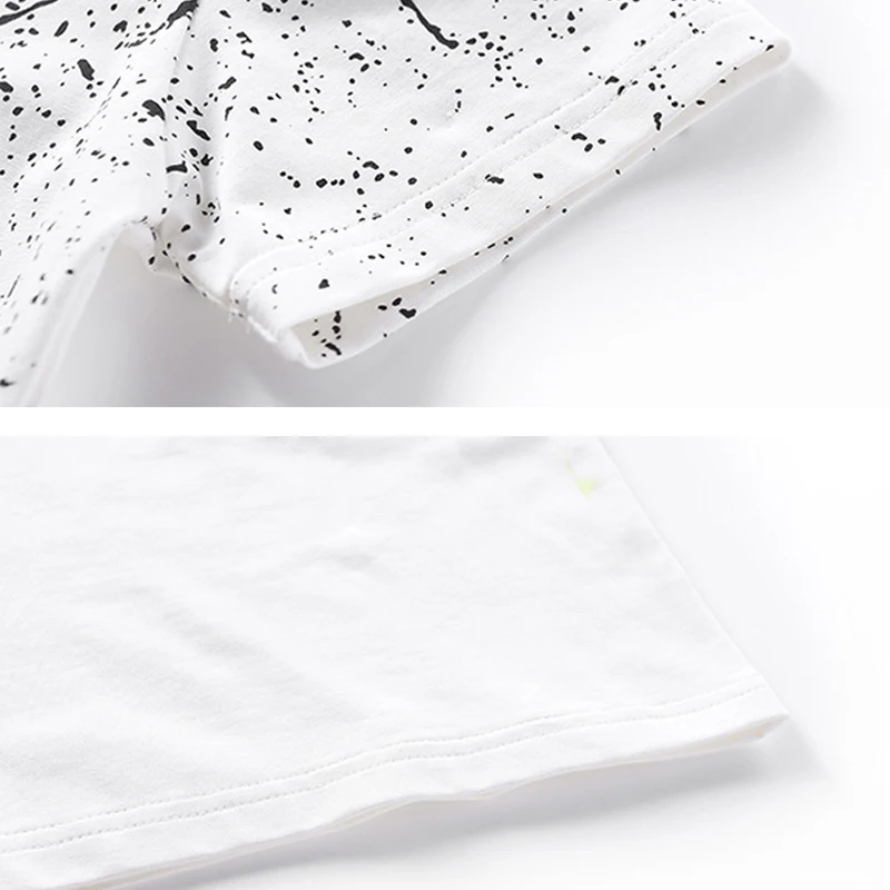 С круглым вырезом и принтом Футболки для мальчиков модные летние Рубашка с