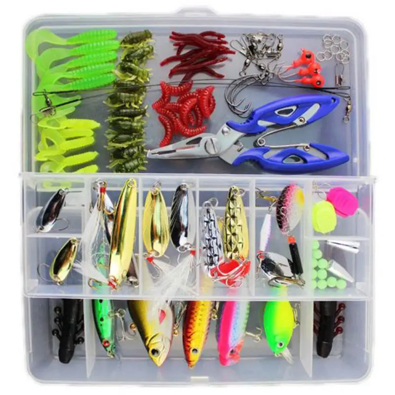101 шт. набор приманки Спиннер Crankbait Minnow Popper VIB Paillette мягкая жесткая ложка