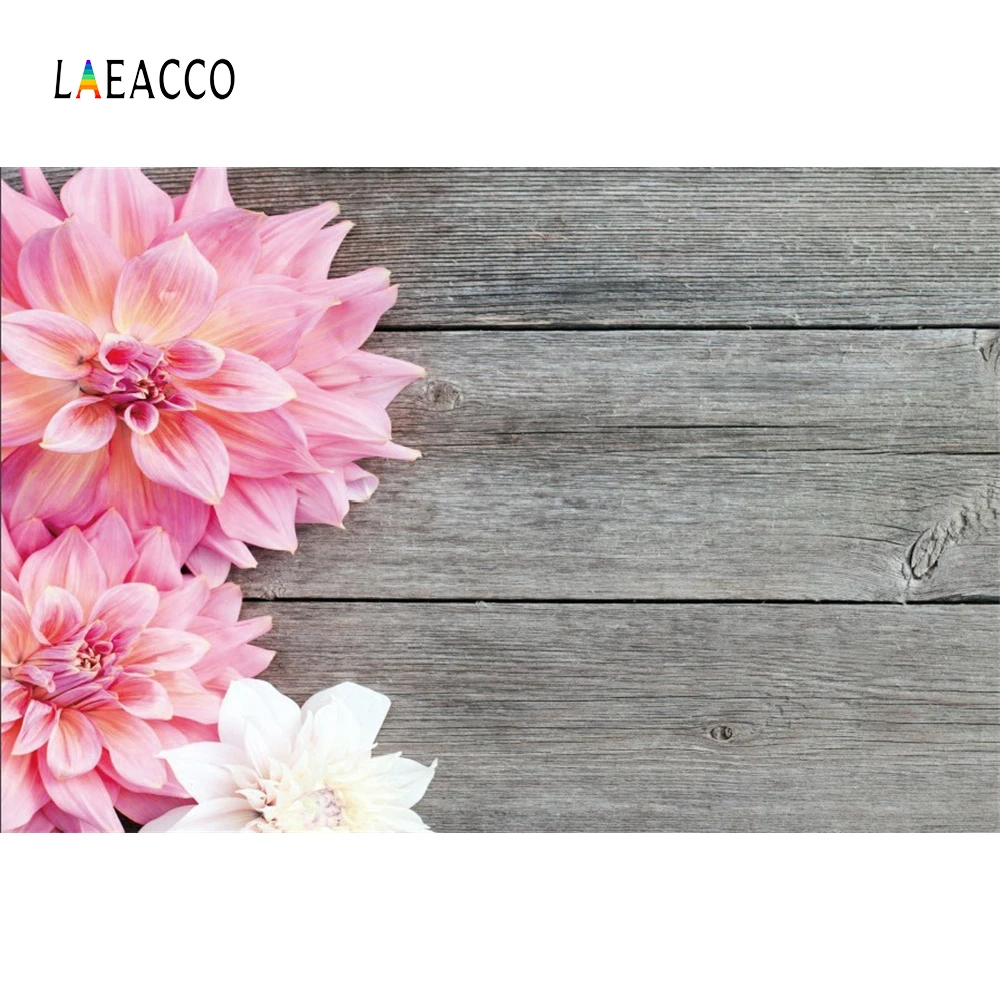 Фоны Laeacco для фотосъемки с деревянной доской и цветами день рождения детский душ
