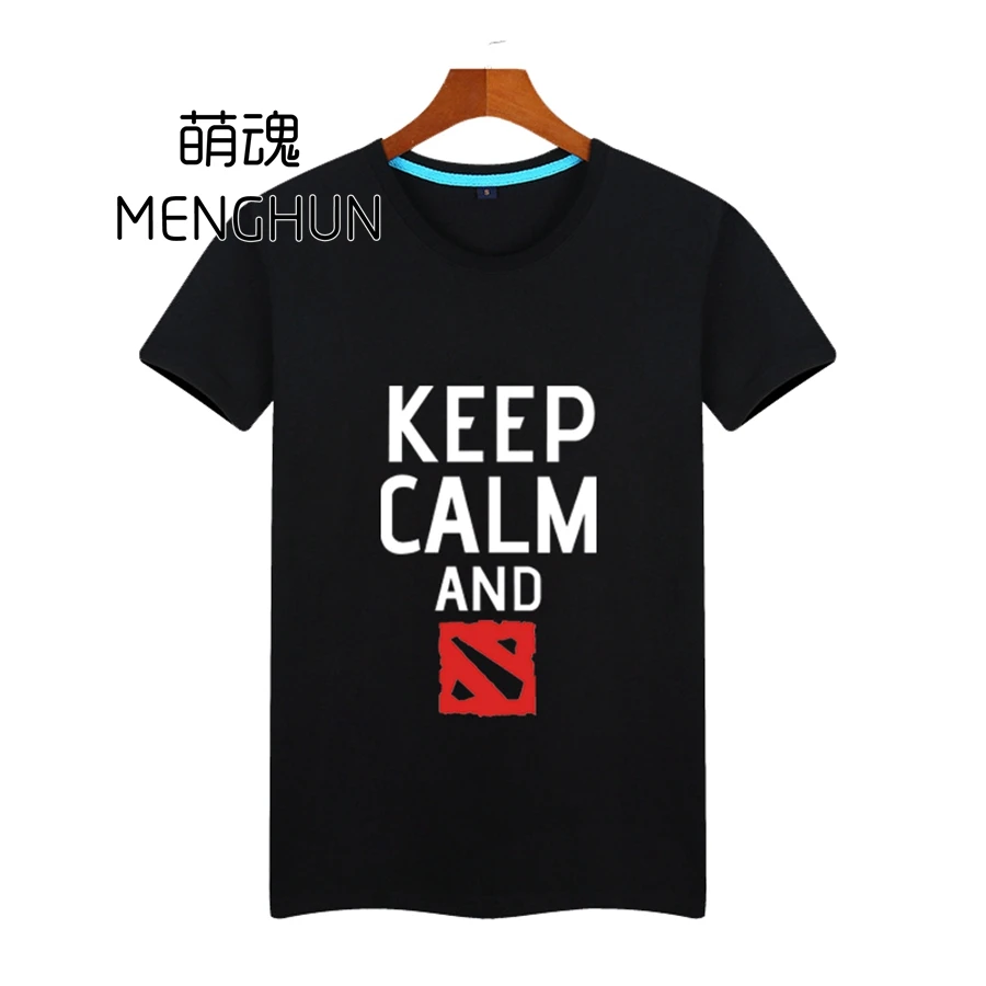 Популярные игровые футболки хлопковые для любителей игры Keep calm and play Dota2 мужские |