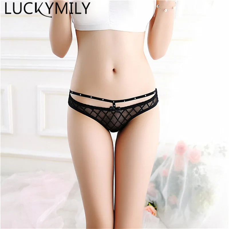 Luckymily, женские сексуальные кружевные трусы, трусики, стринги, нижнее белье, низкая посадка, принт, хлопок, галстук-бабочка, стразы