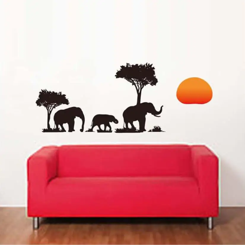 Home Removable Vinyl Wall Elephant Sun Tree Room Decor Stickers Bedroom nor5910 | Дом и сад