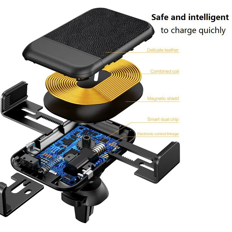 LINGCHEN Автомобиль Air Vent Qi Беспроводной Зарядное устройство для iPhone X XS Max XR 8 зарядка