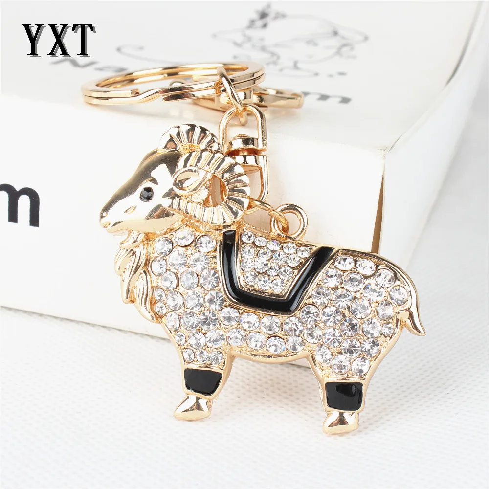 

Goat Sheep Cute Crystal Rhinestone Charm Pendant Purse Bag Car Key Ring Chain Creative Wedding Party Gift