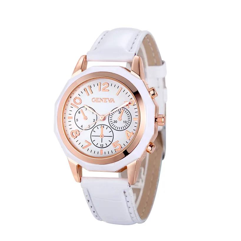 2017 модные женские часы с кожаным ремешком Кварцевые аналоговые наручные из