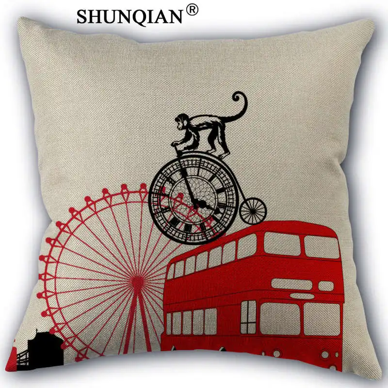 WJY424 Лондон Биг Бен Элизабет наволочка с Башней декоративная для подушки 45x45 см в