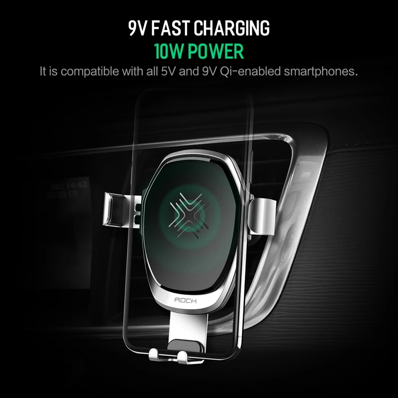 ROCK Metal Gravity автомобильный держатель Беспроводное зарядное устройство для iPhone 8 X 10