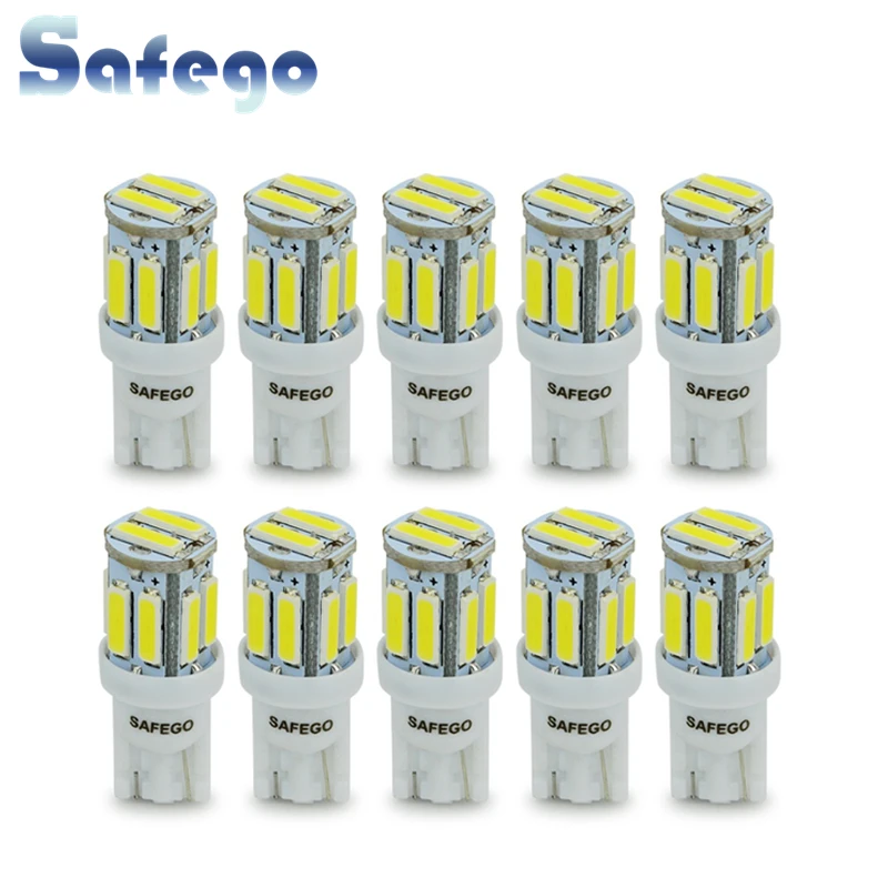 Safego 10 шт T10 W5W LED 7020 SMD 194 168 2825 белые лампы клиновидная замена сигнала багажник