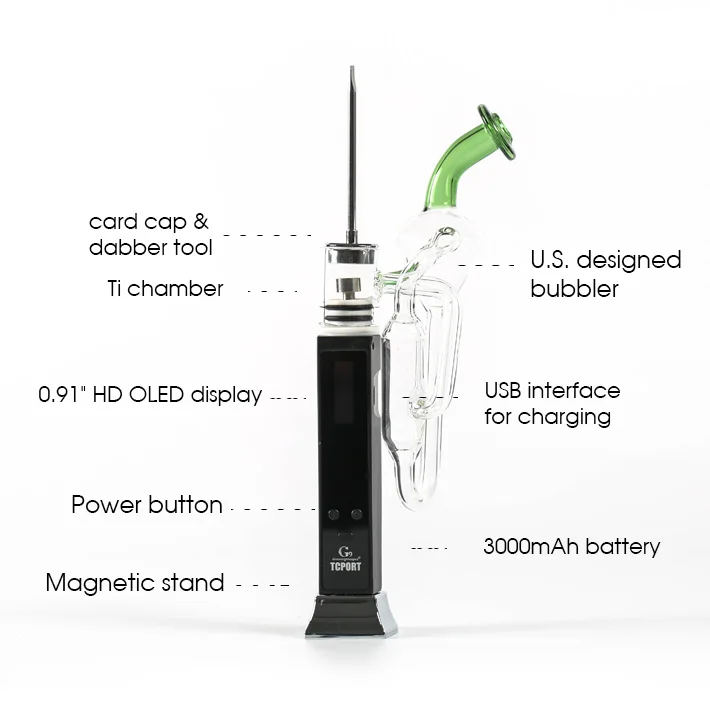 Greenlightvapes G9 TC порт H испаритель enail сухая трава или восковая ручка Dab Rig пар со стеклянным кальянным фильтром для воды Bubbler dab инструмент C