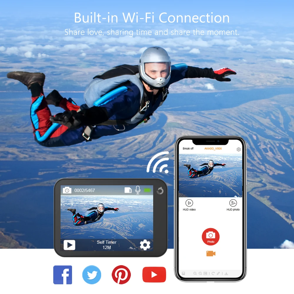 Экшн камера Dragon Touch Vista 5 4K 30 fps водонепроницаемая Спортивная с Wi Fi 2 шт.