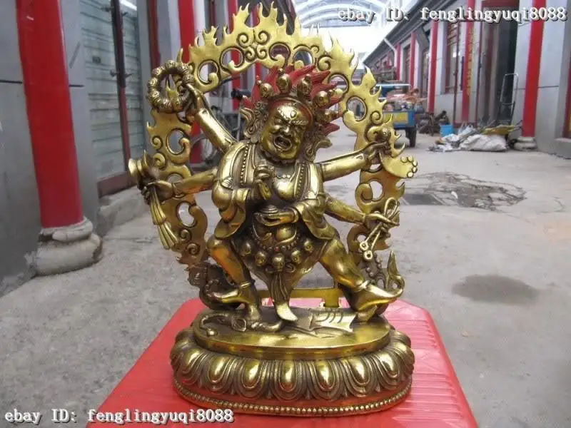 

Tibet Buddhism A Gilt Bronze Statue Of Sadbhuja-Mahakala Dharmapala Buddha