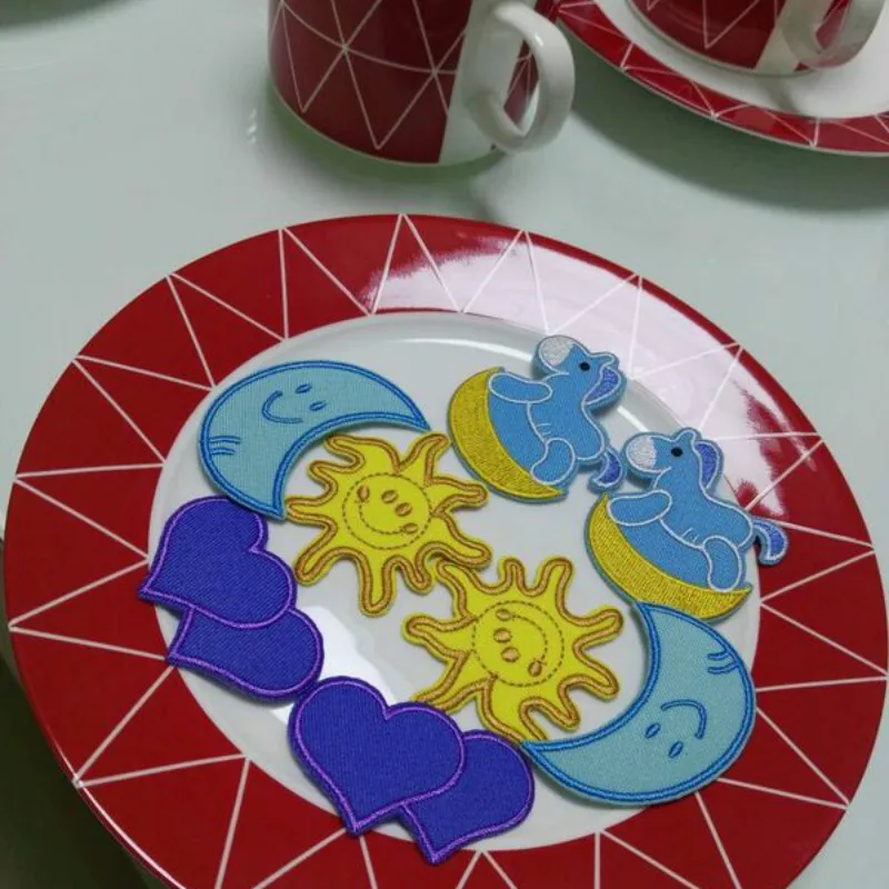 JOD Boy girl sun heart star love mon Patch Embroidery Iron on Brand Craft Sewing Repair Cartoon Decorative Patches Decal | Дом и сад