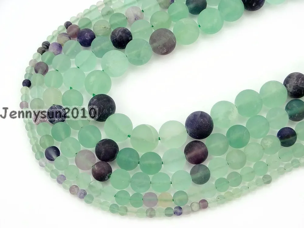 

Natural Matte Rainbow Fluorite Gems Stone Round Beads 15'' 4mm 6mm 8mm 10mm 12mm Strand for Jewelry Making Crafts 5 Strands/Pack