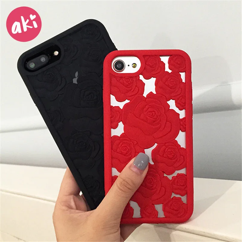 Аки 3D полые розы чехол для телефона iphone 8 7 Plus Роскошный мягкий силиконовый 6 6s X |