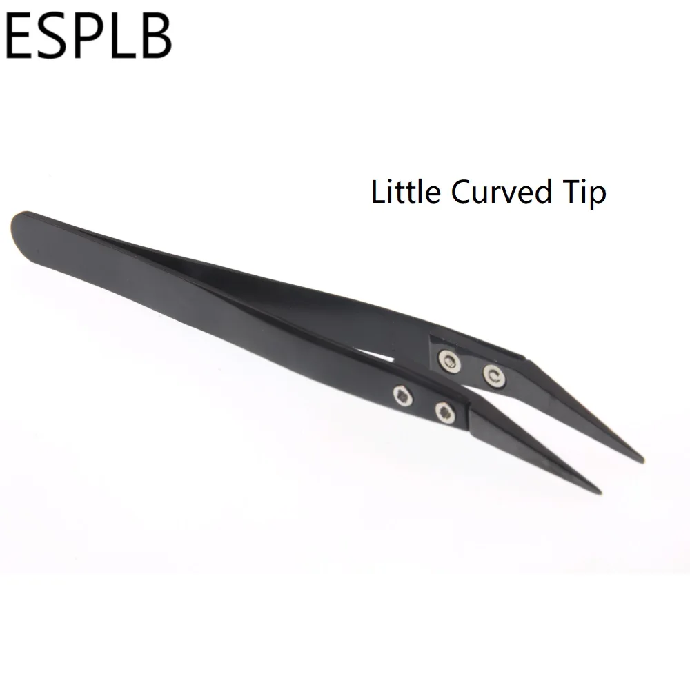 Little Curved Tip Прецизионные Черные Керамические пинцеты из нержавеющей стали с заостренным прямым наконечником Термостойкие антистатические керамические пинцеты - Тип головки пинцета: Little Curved Tip