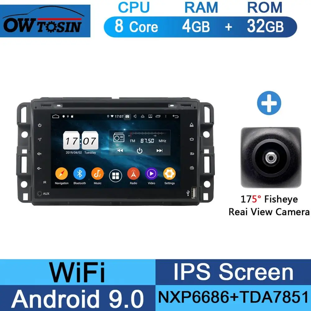 32G Fisheye Camera " ips 8 Core 4G+ 64G Android 9,0 автомобильный DVD радио gps для GMC Yukon Sierra Tahoe передняя фара для Chevy Express Impala Cobalt Equinox DSP CarPlay - Color: 32G Fisheye Camera