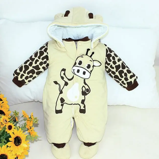 Зимний комбинезон для маленьких мальчиков и девочек одежда младенцев милые