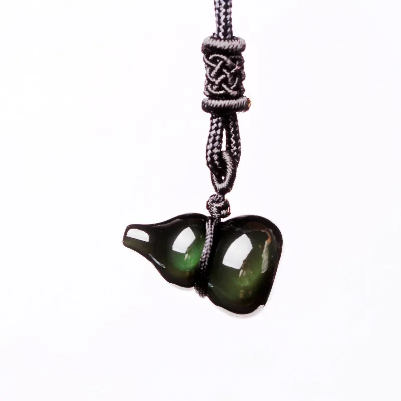 Ожерелье с натуральным кристаллом черный обсидиан тонкая резьба Маленькие