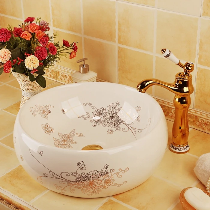 

Modern home decoration table top art bathroom porcelain washing basin