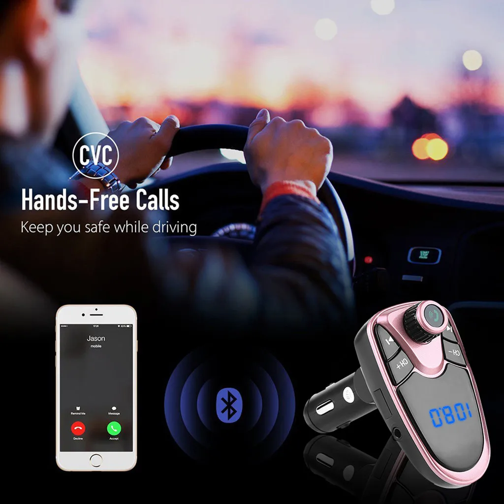 Автомобильный Bluetooth FM передатчик Беспроводной хэндс-фри набор MP3 музыкальный плеер карты 5V 2.1A USB Зарядное устройство FM модулятор