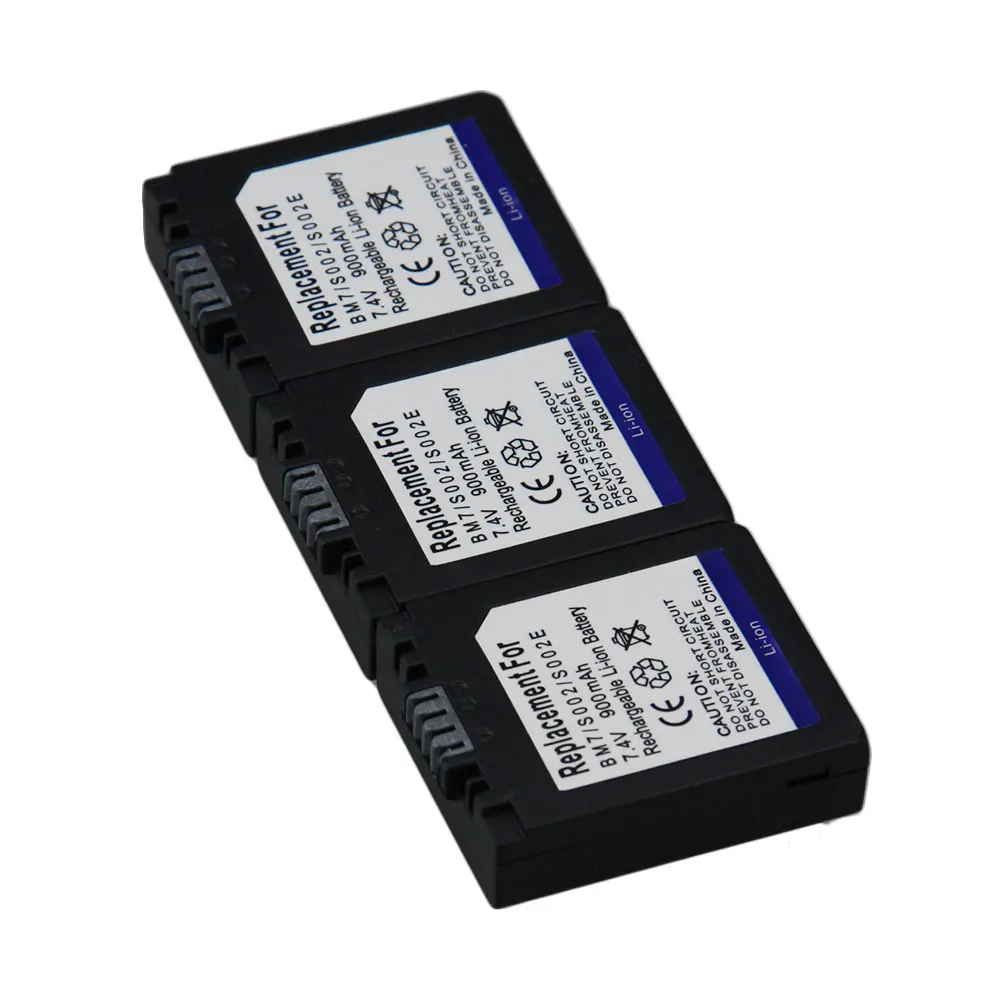 3 шт. 7.2 В 900 мАч cgr-s002e dmw-bm7 cgas002e CGA s002e Батарея для Panasonic dmc-fz10 fz15 fz20 FZ1 fz2 fz3 fz4 FZ5 серии |
