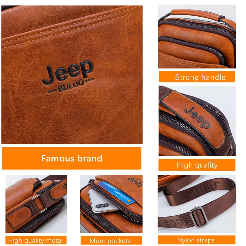 Мужская модная сумка из спилка jeep buluo оранжевая для документов заплечная