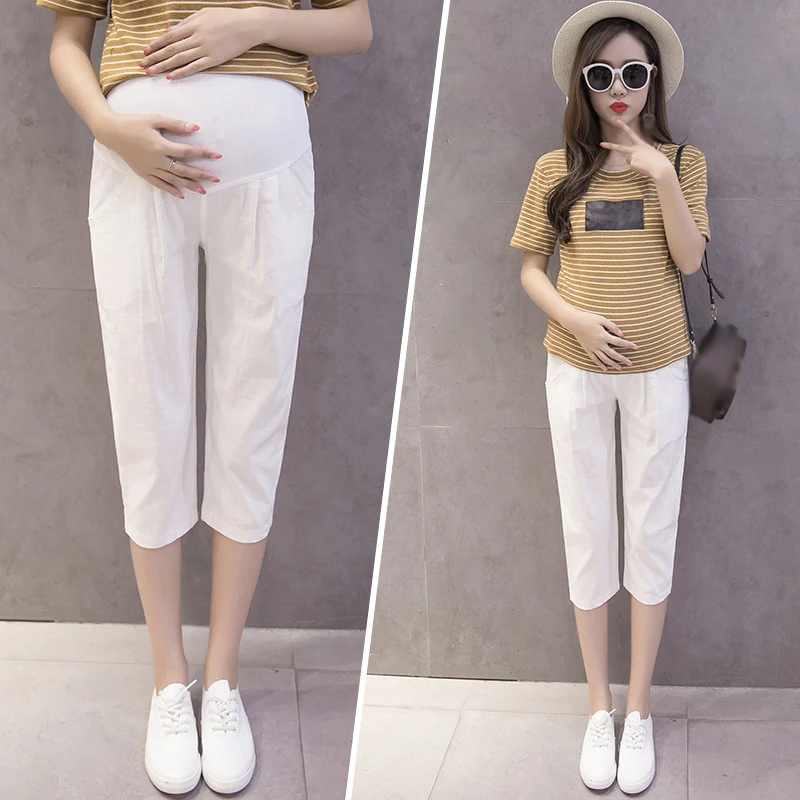 Брюки для беременных женщин повседневные укороченные узкие брюки Новинка сезон