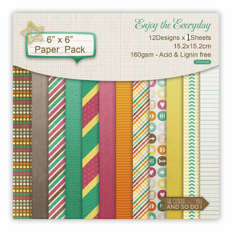 

ZFPARTY 12 Sheets Enjoy The Everyday Scrapbooking Pads Paper Origami Art Background Paper Card Making DIY Scrapbook Paper Craft