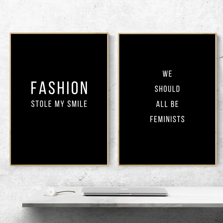 Черно-белый феминизм слоган цитаты скандинавские постеры и принты настенная