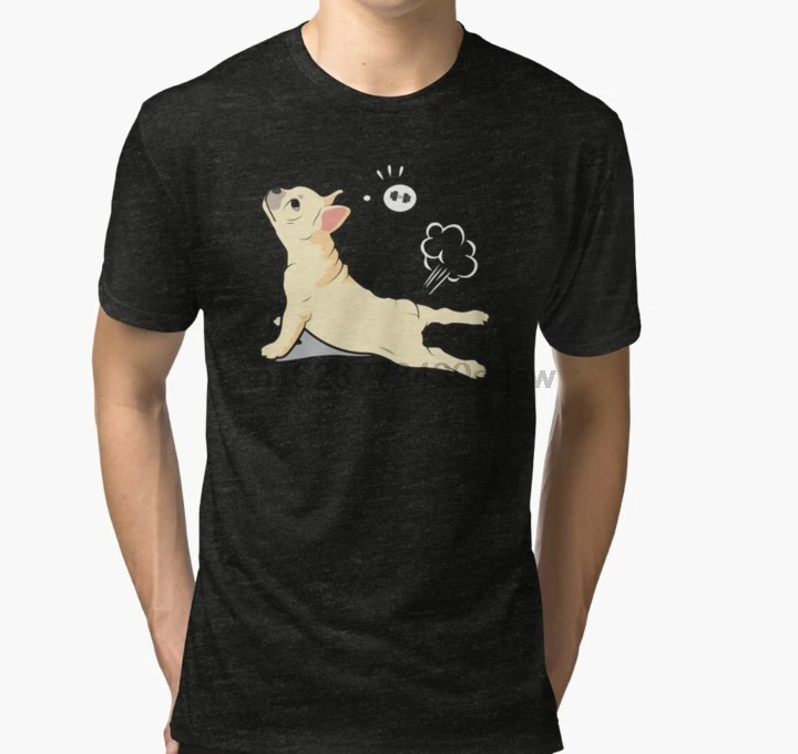 Мужская футболка с коротким рукавом Французский бульдог Йога Рубашка забавная