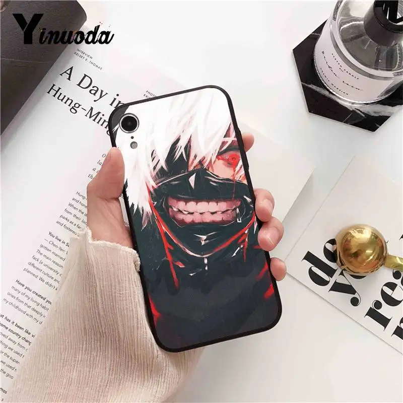 Yinuoda Японский Аниме Tokyo Ghoul силиконовый чехол для телефона iPhone 6S 6plus 7 7plus 8 8Plus X Xs MAX 5
