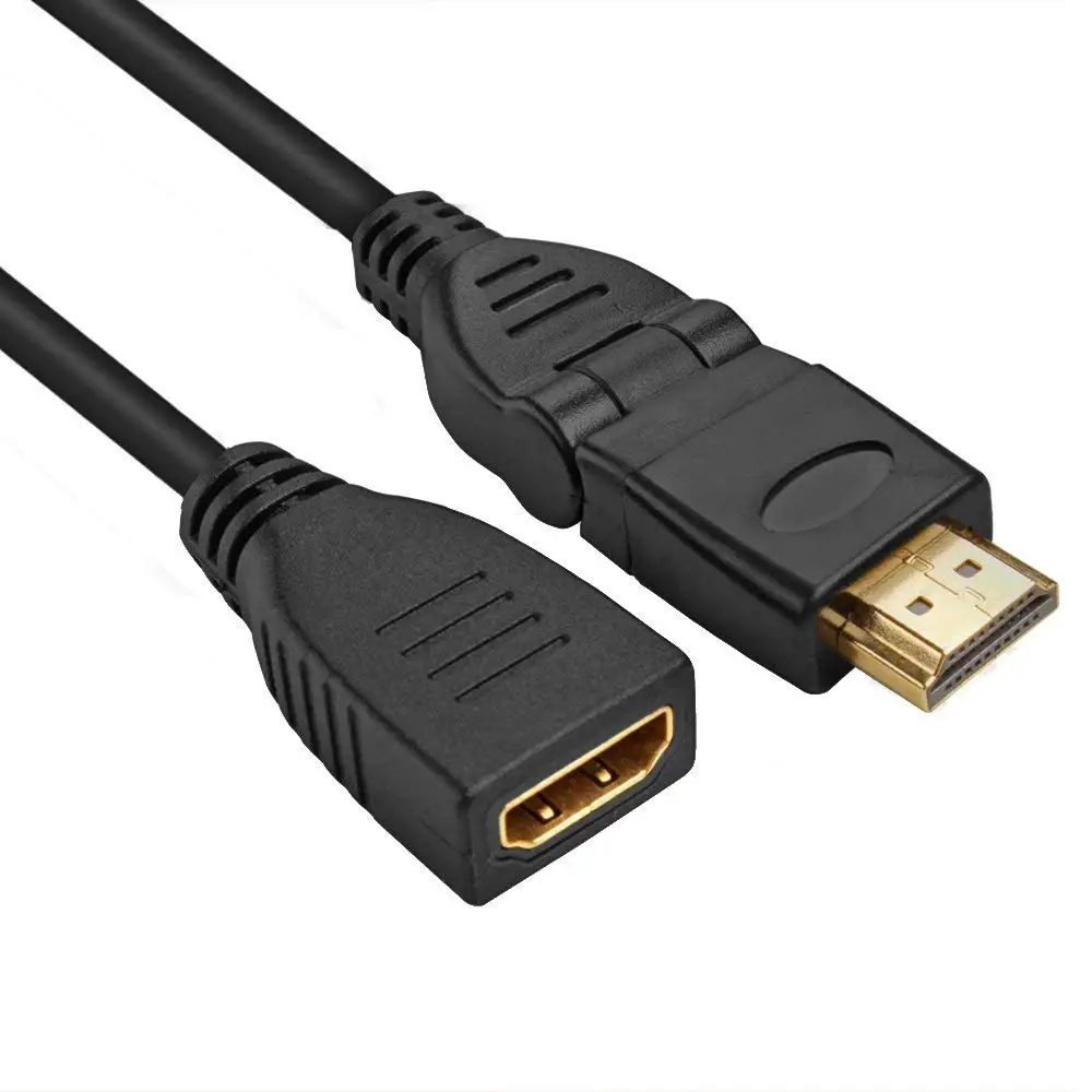 

360 Degree Rotation HDMI Male to Female Extension Cable Wire Cord Adapter Gold Plated (1.6 Feet)