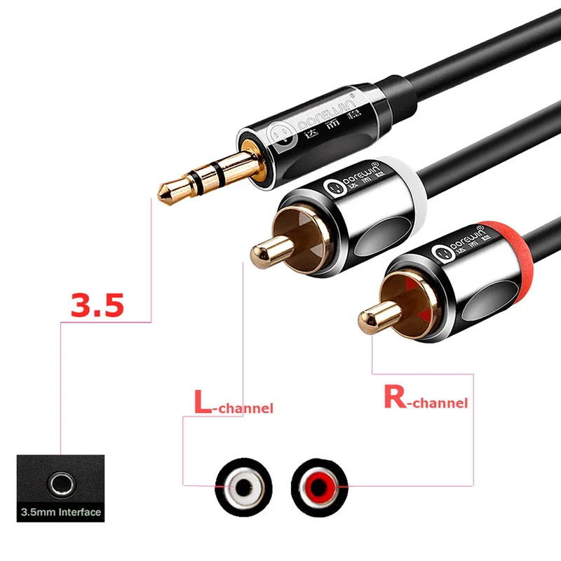 Dorewin аудио кабель Jack 3.5 К 2rca мужчинами 2RCA до мм RCA AUX 3 м 5 для эдифер дома Театр