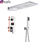 Роскошный смеситель Водопад с цифровым ЖК-дисплеем, Душевая система, ручной душ