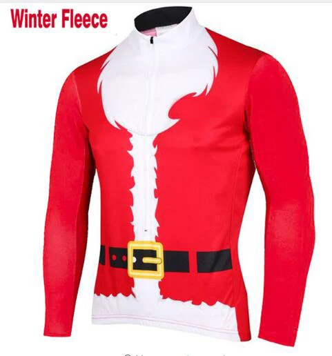 NEW santa Christmas red long sleeve cycling jersey Winter Fleece &amp no clothing wear ropa ciclismo maillot | Спорт и развлечения
